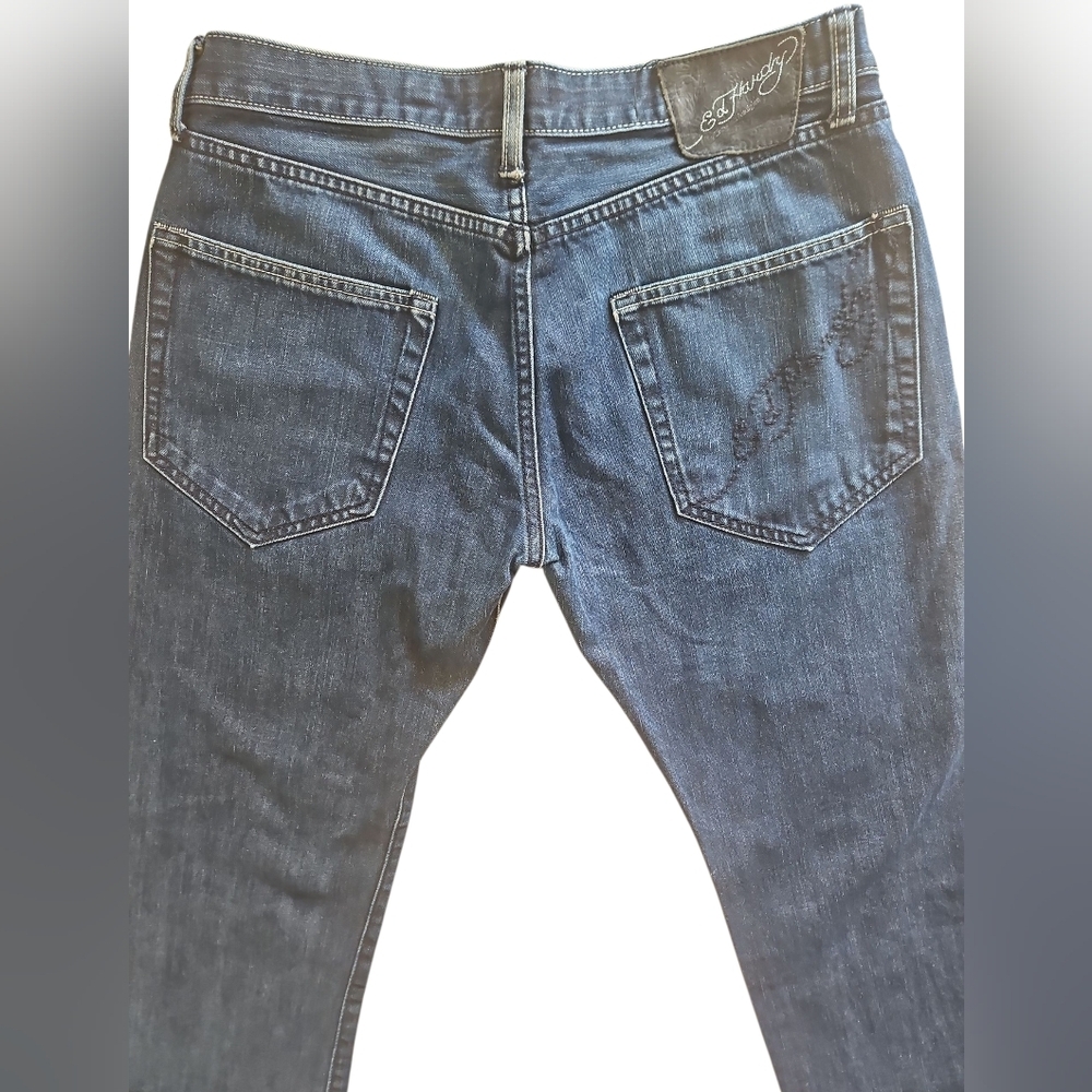 Ed Hardy by Christian Audigier Y2K button fly jeans, embroidery Men 34/32 - Picture 7 of 8
